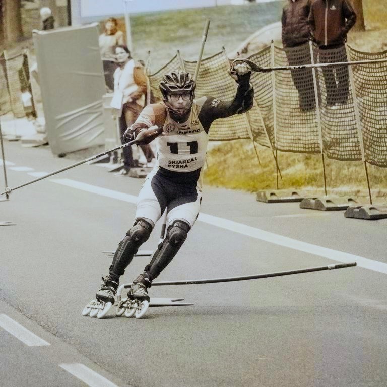 Icon eines Inlineskates mit Rollstöcken